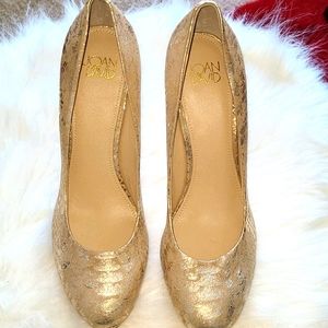 Joan &David metallic gold stilettos